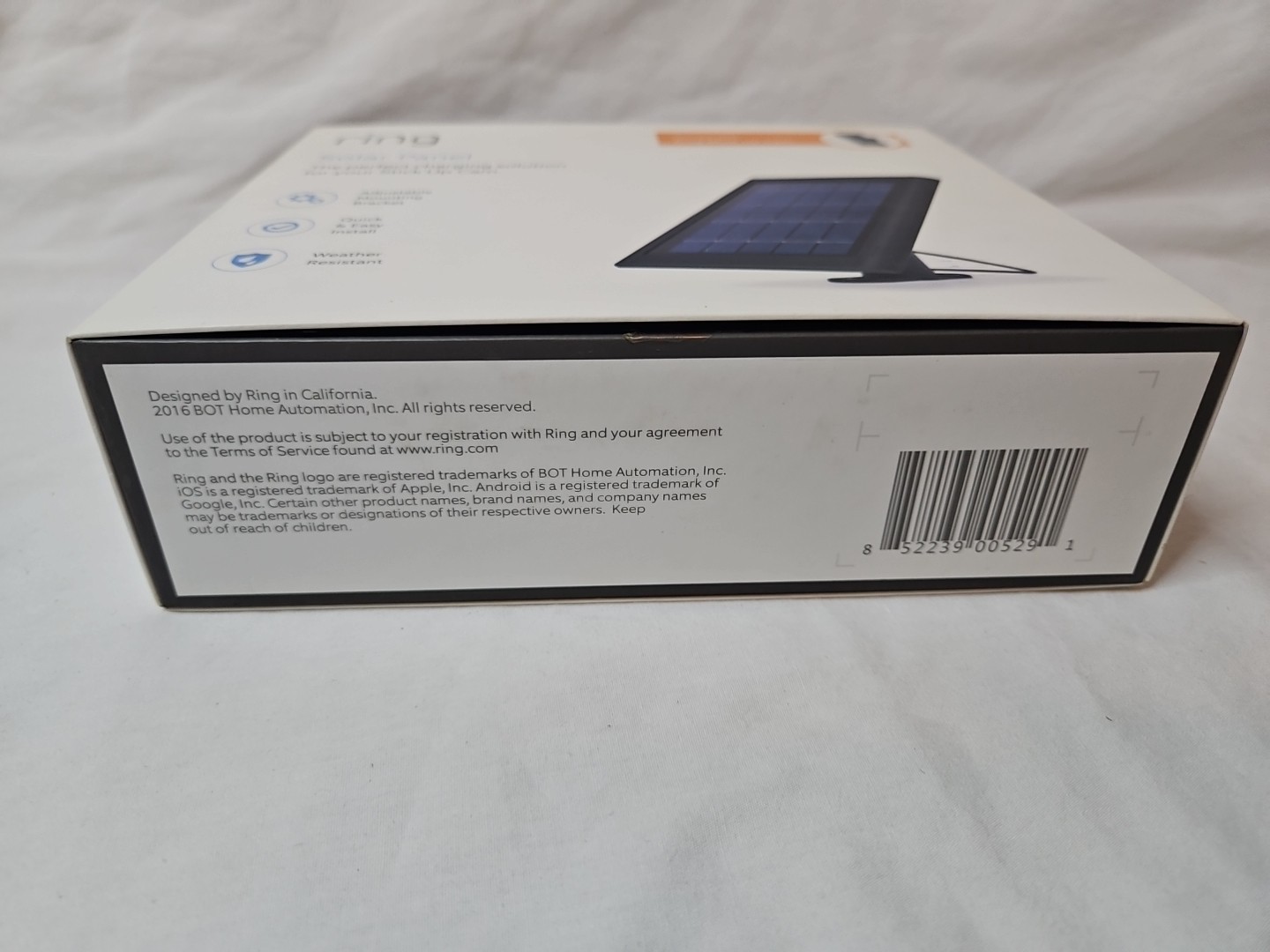 RING SOLAR PANEL Rechargeable Power Black Weather Resistant Brand New