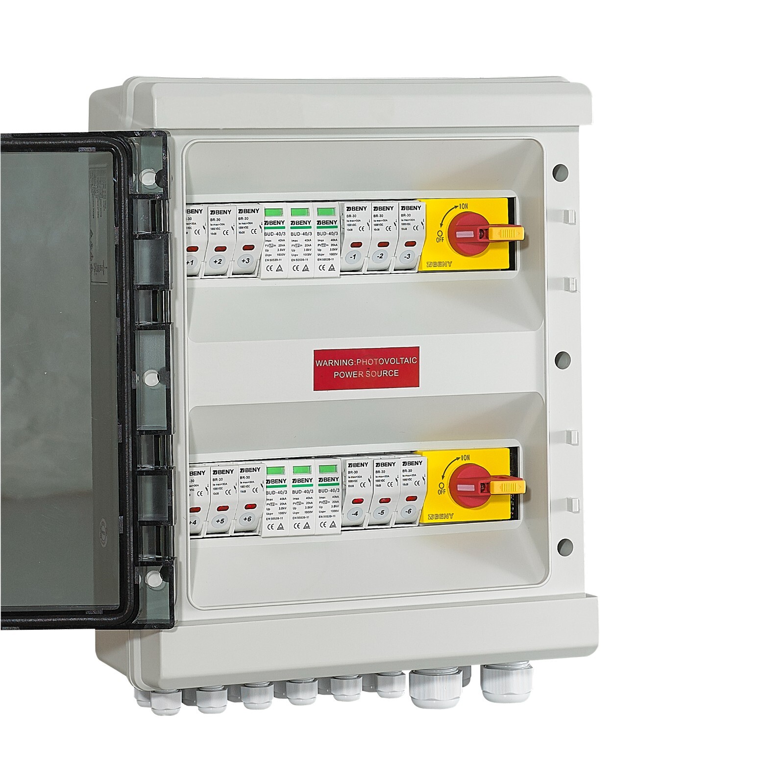 Solar PV Combiner Box 6-Way in 2-Way Out Surge Protection Fuses Waterproof