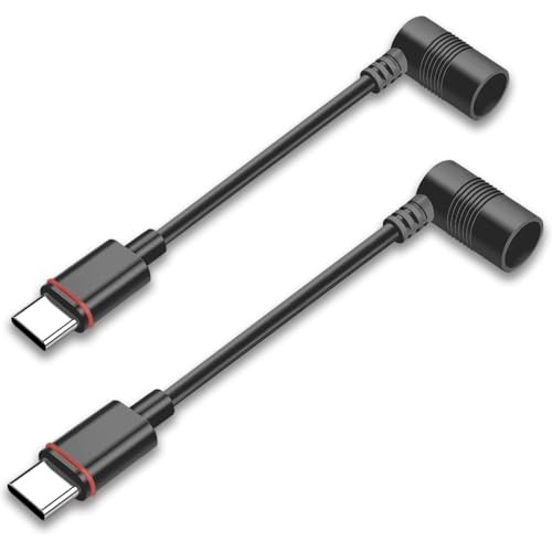 2PCS Barrel Plug to USB-C Adapter for Ring USB C Outdoor Cameras, Barrel Black