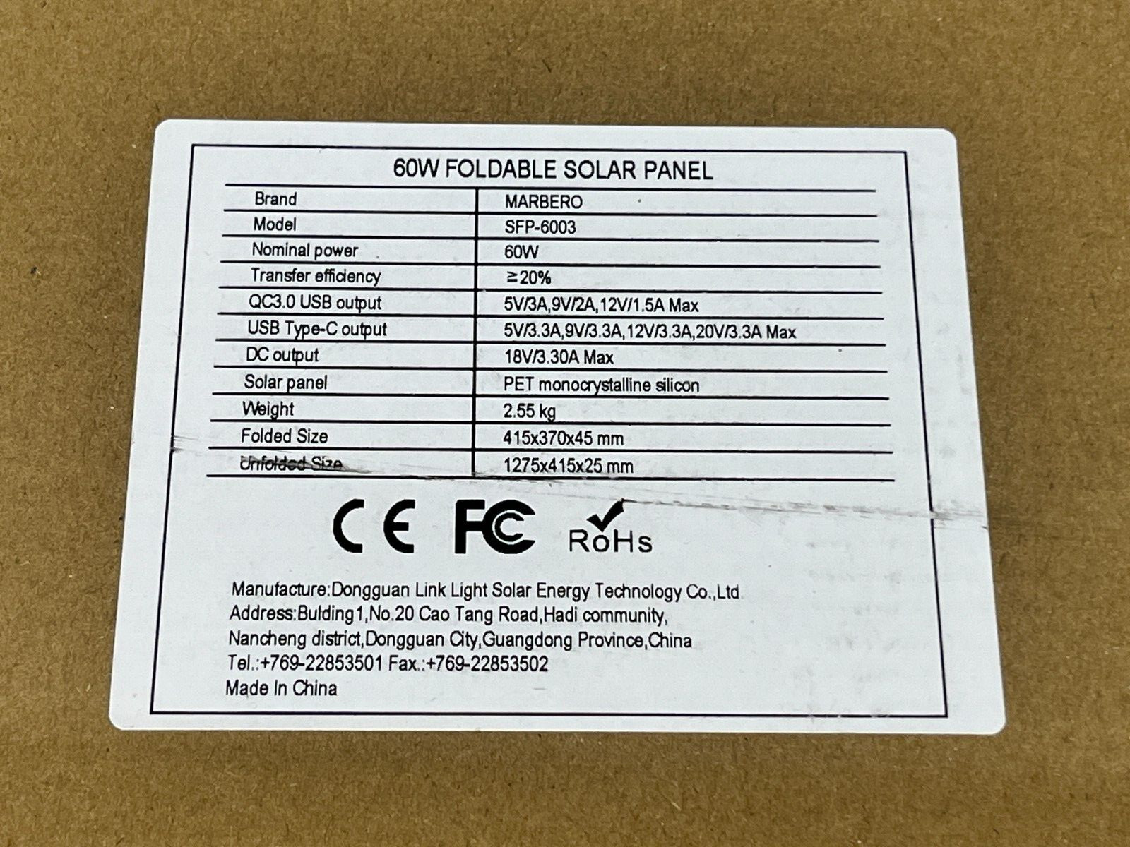 Marbero Foldable Portable Solar Charger 60W Camping RV