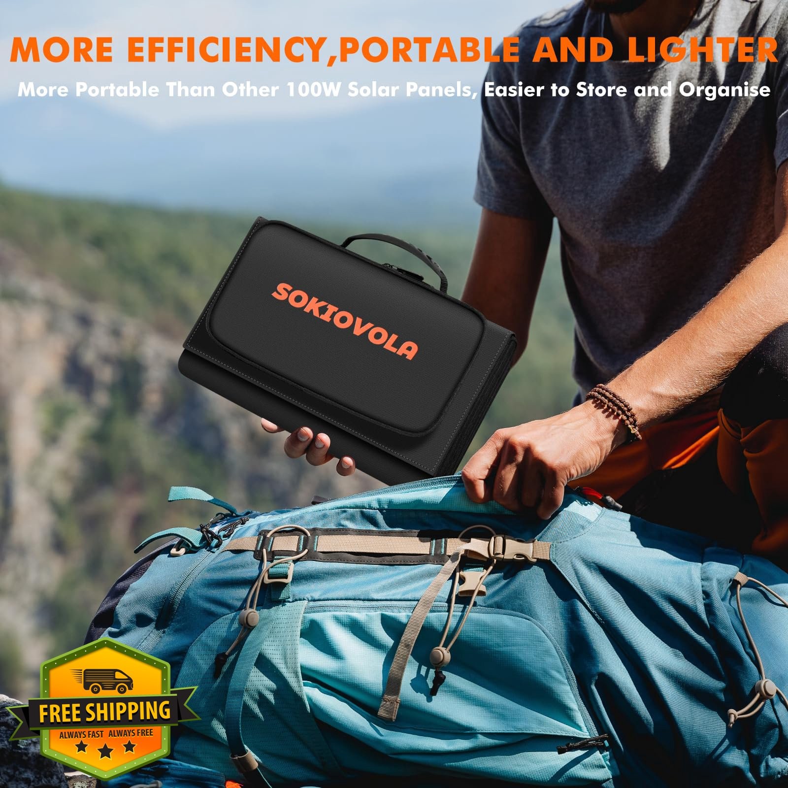 SOKIOVOLA 100W Foldable Solar Panel Orange