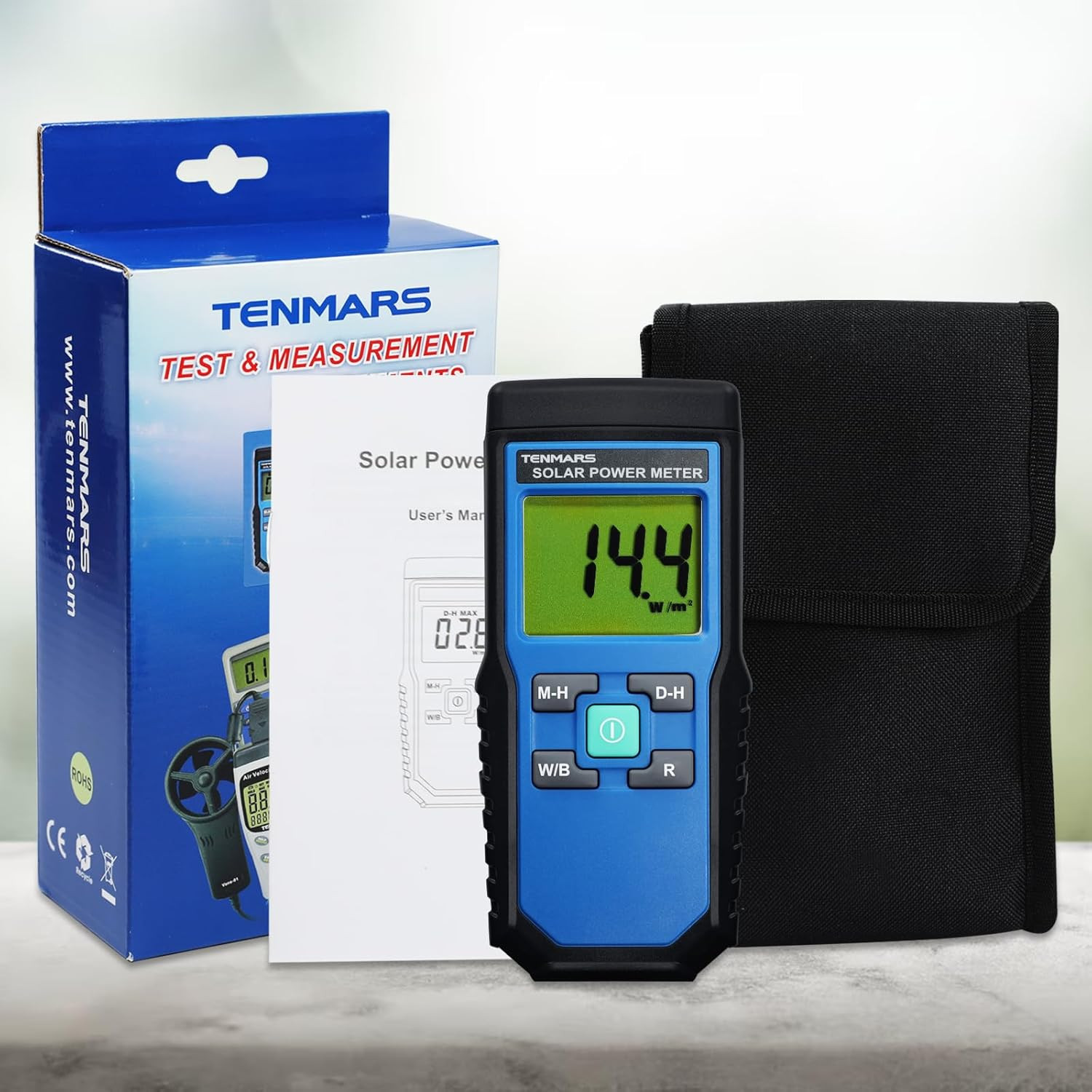 Solar Power Meter, Handheld Solar Irradiance Meter Solar Energy Meter, Digital S