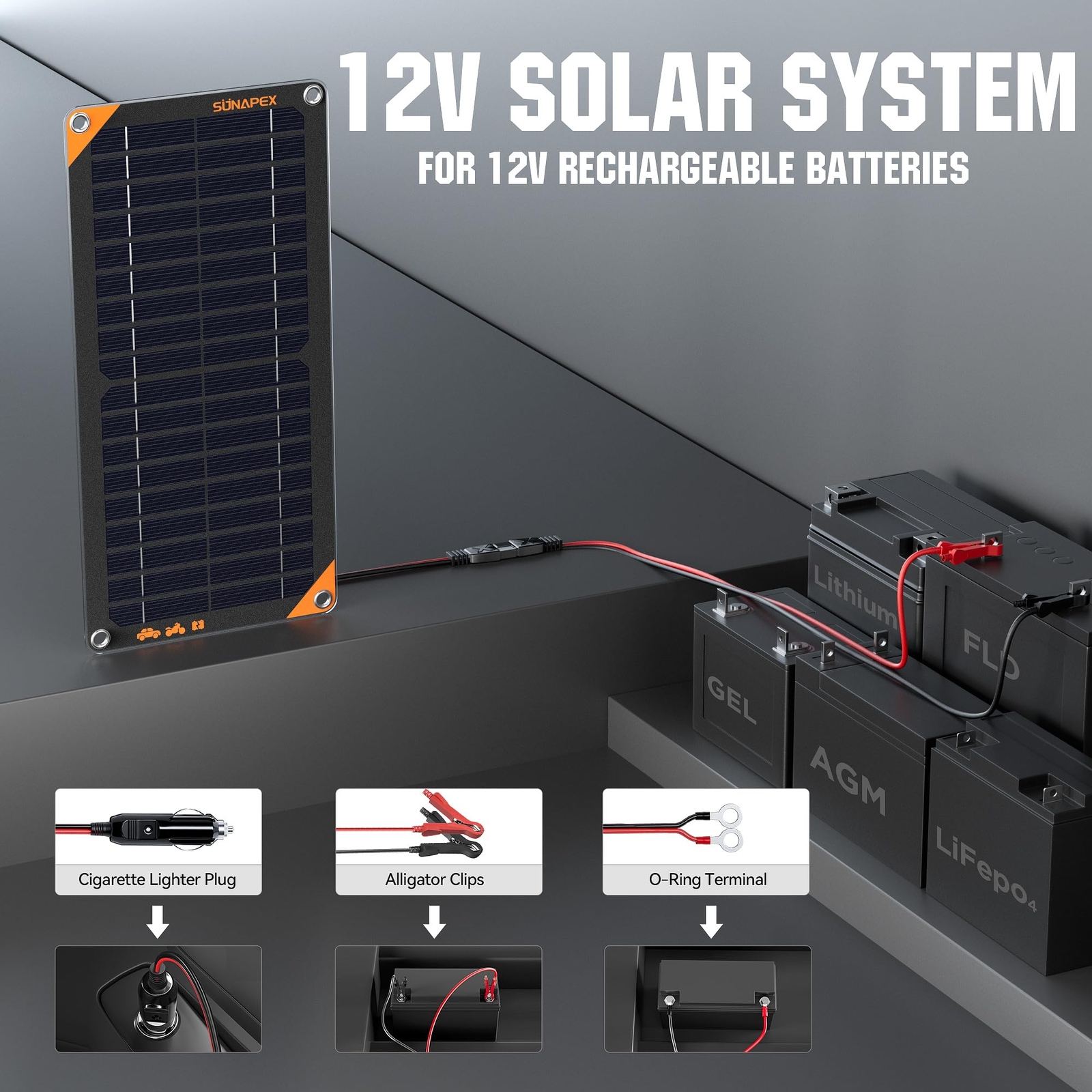 10W 12V Solar Panel Battery Charger Maintainer Portable Waterproof Solar Tric…