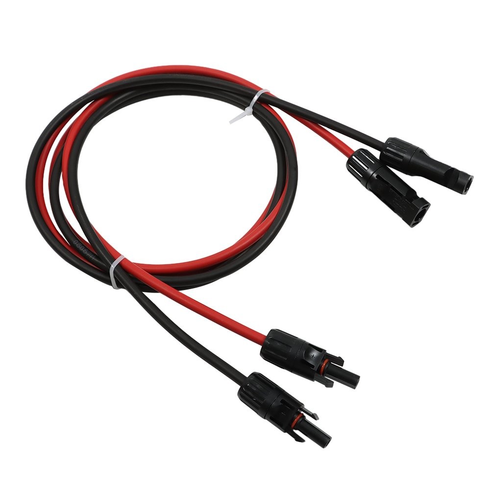 1 Pair 5ft 10AWG Black + Red Solar Panel Extension Cable Wire Connector