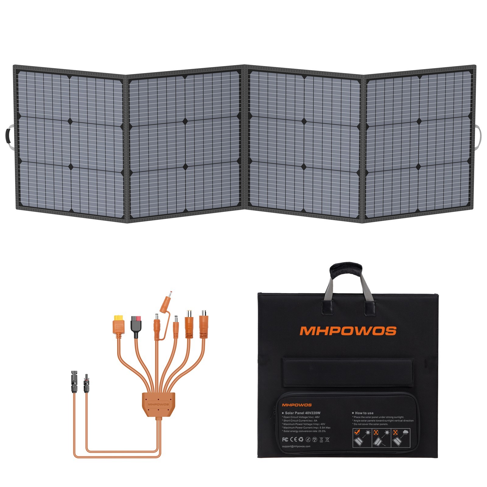 MHPOWOS 220W 40V Solar Panel Charger Portable for Power Station Generators RV