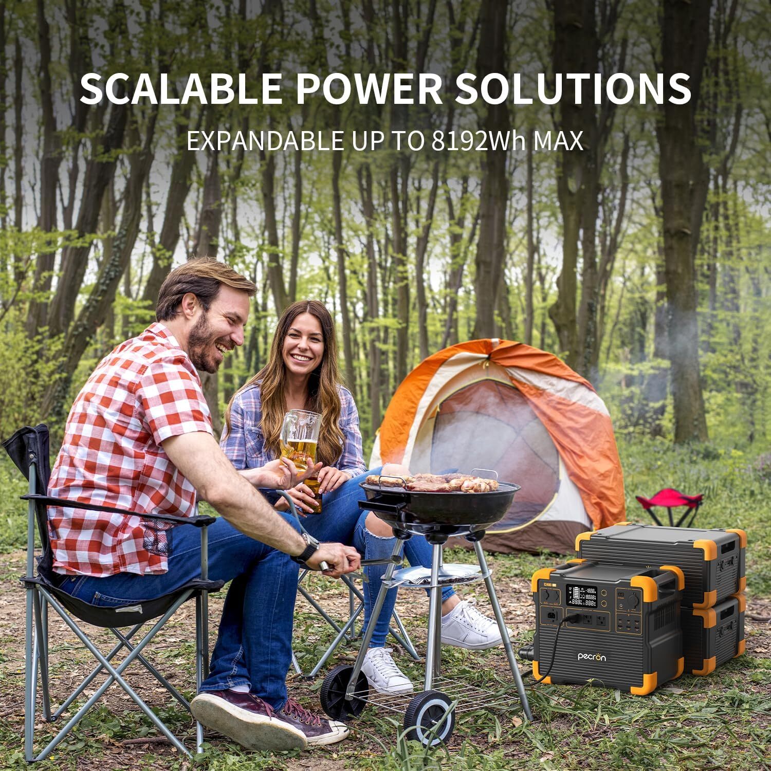 PECRON E2400LFP 2000W 2048Wh Portable Power Station Generator w/200W Solar Panel