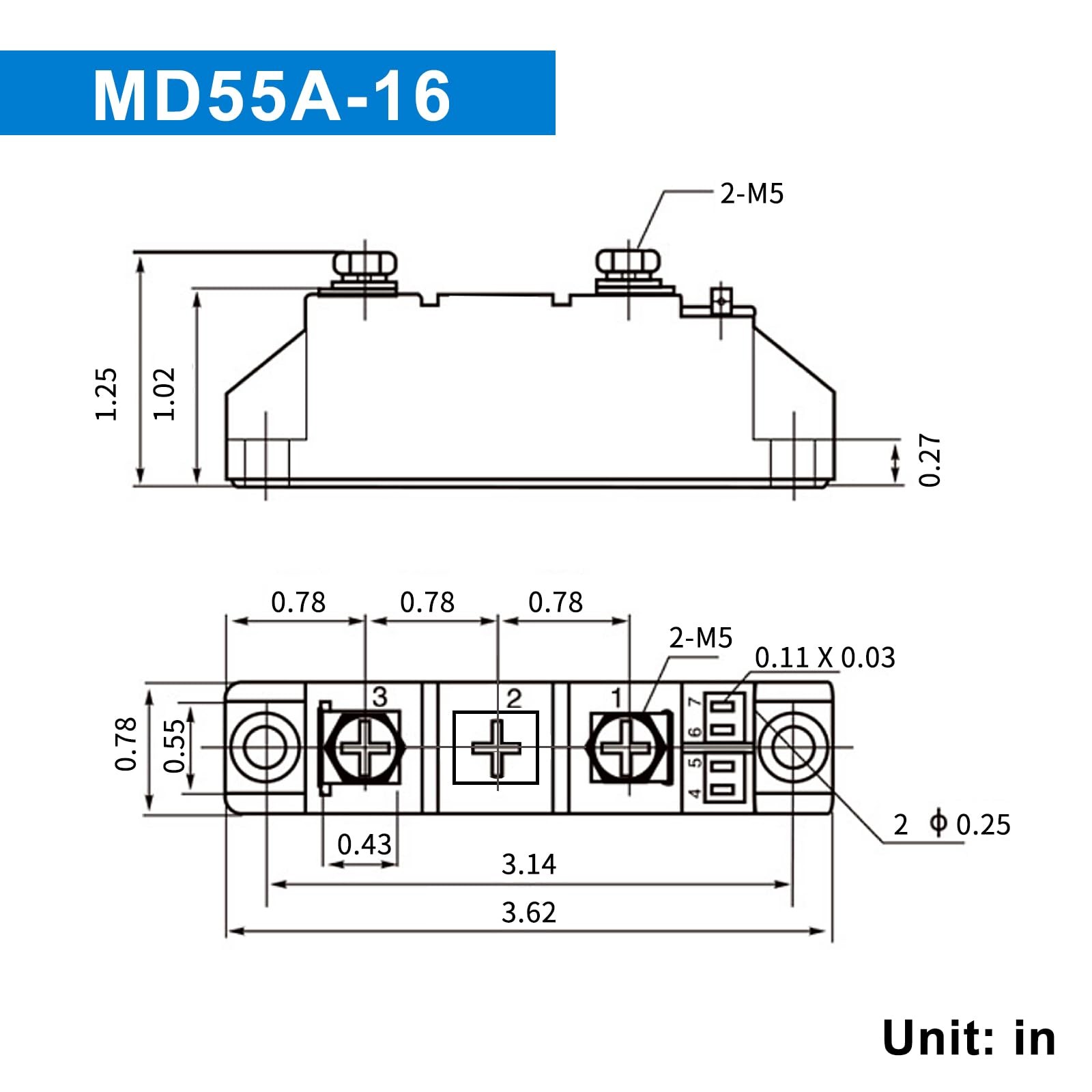 50 amp Diodes 12V blocking 110V and 120V MD 55A-16;to Prevent Backfeed;Use Vo…