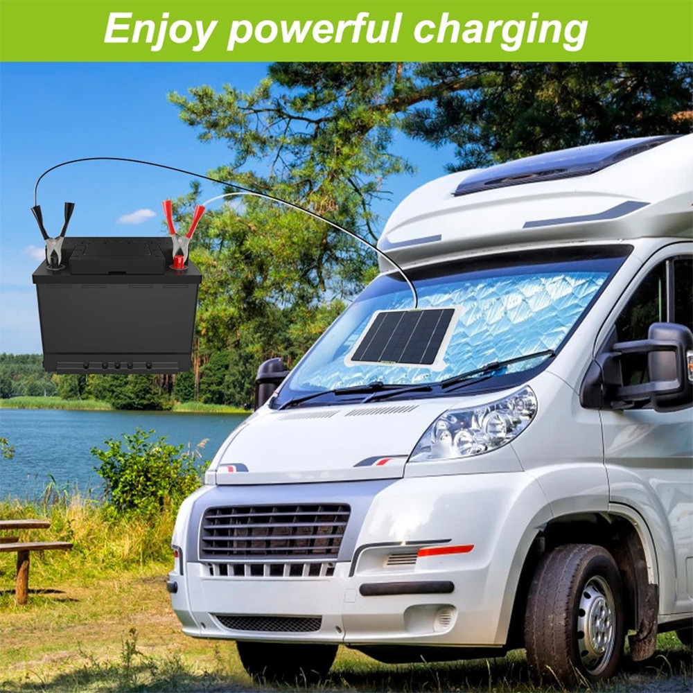 12V Solar Battery Trickle Charger 30W Solar Panel Maintainer Kit for Car RV Boat