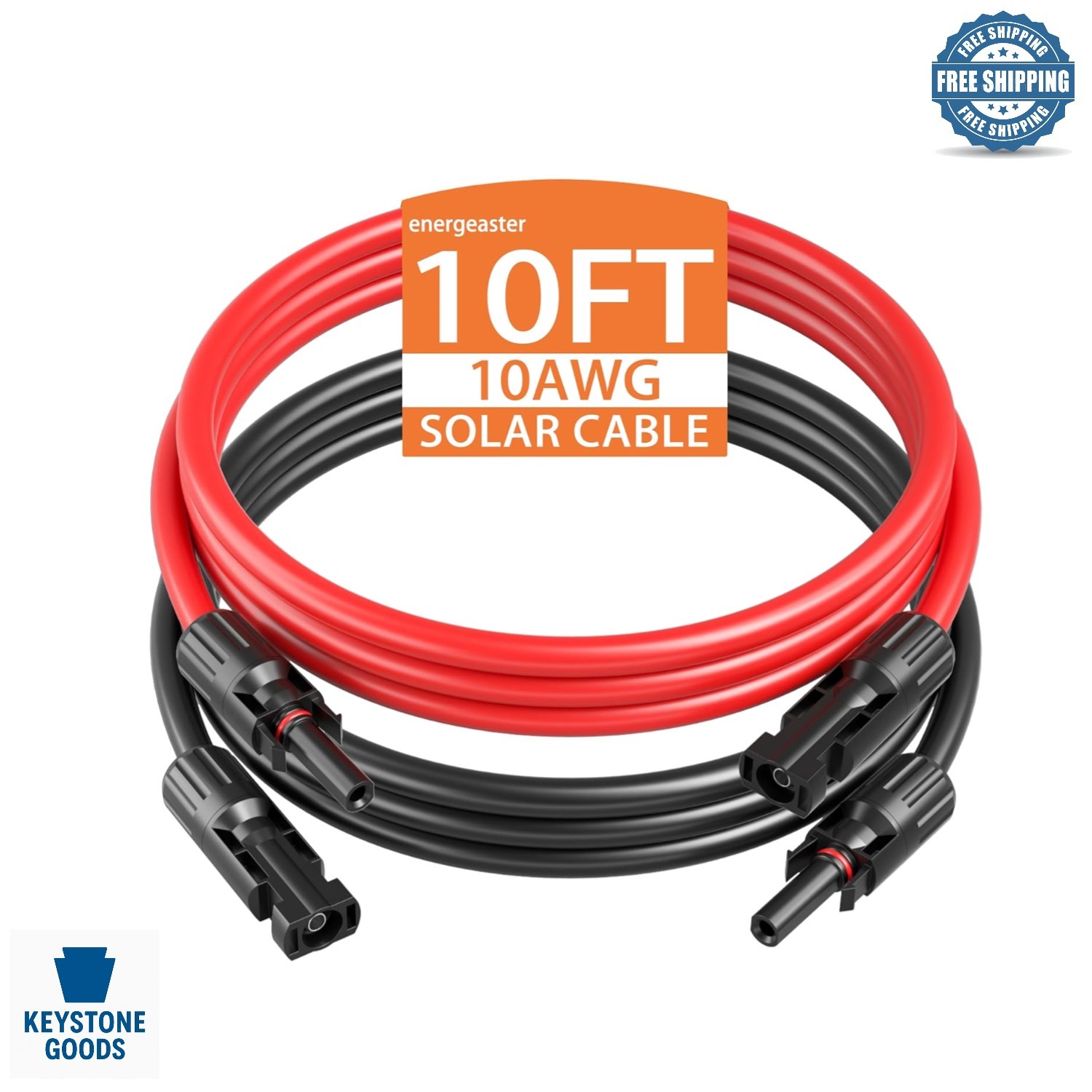 10AWG Weatherproof Solar Extension Cable Kit – 20Ft, MC4 Connectors