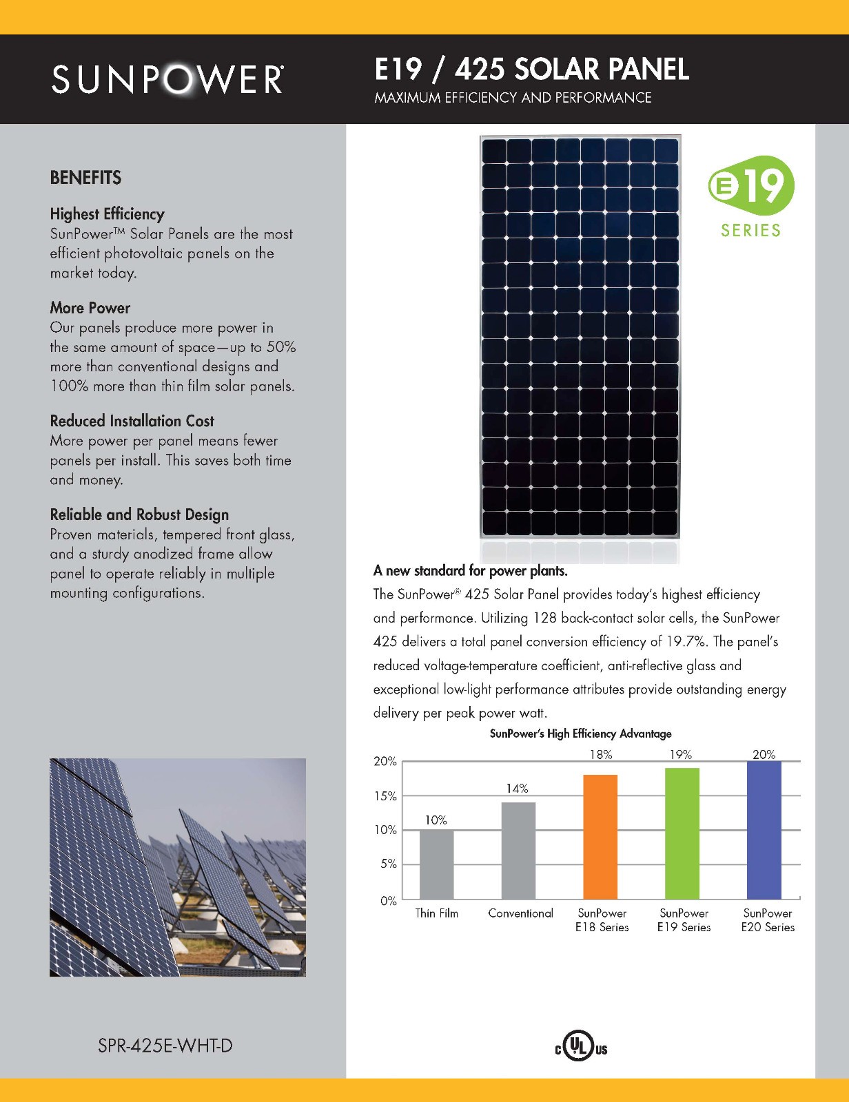 425 watt Sunpower / Maxeon SPR-425NE-WHT-D Solar Panels