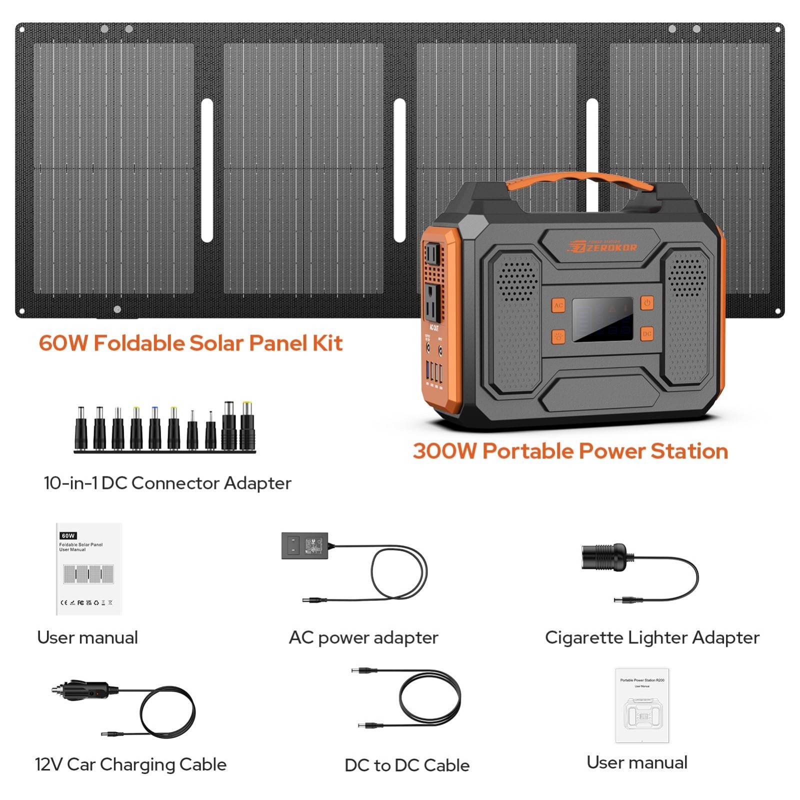 300W Portable Solar Generator & 60W Foldable Solar Panel, 280Wh Power Station fo