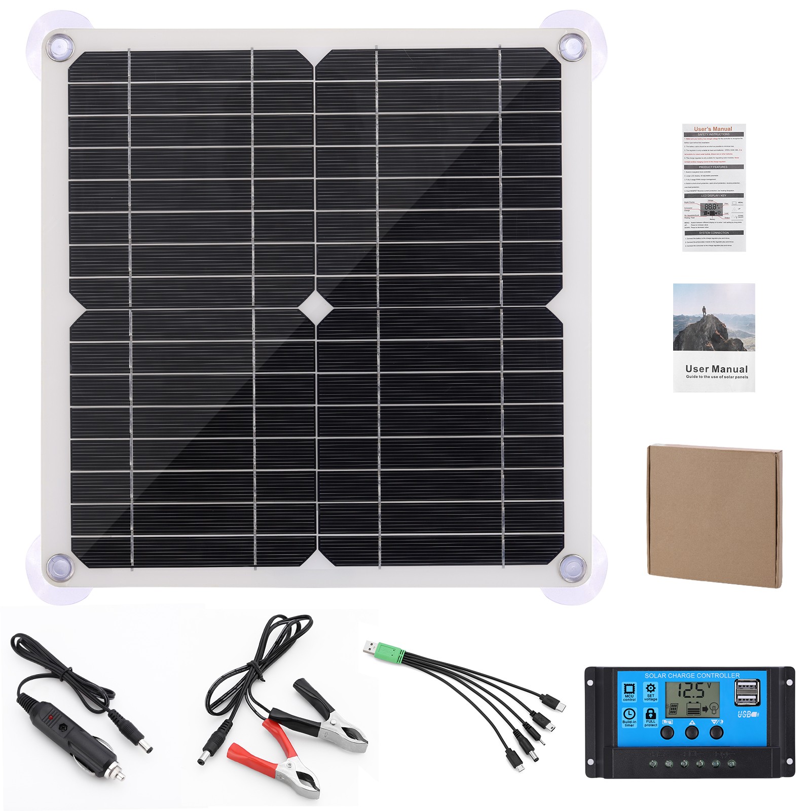 200W Solar Panel Kit 100A 12V Battery Charger With Controller Boat Car RV NEW