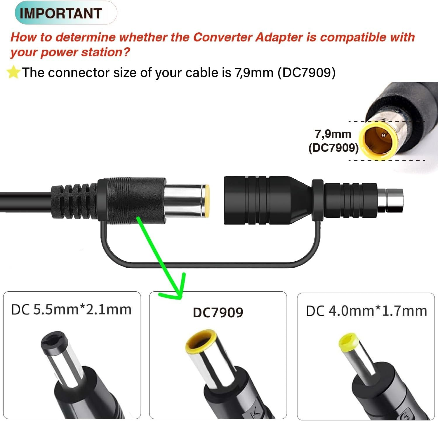 Compact DC7909 to DC8020 Connector – Ideal for RV and Portable Power Stations