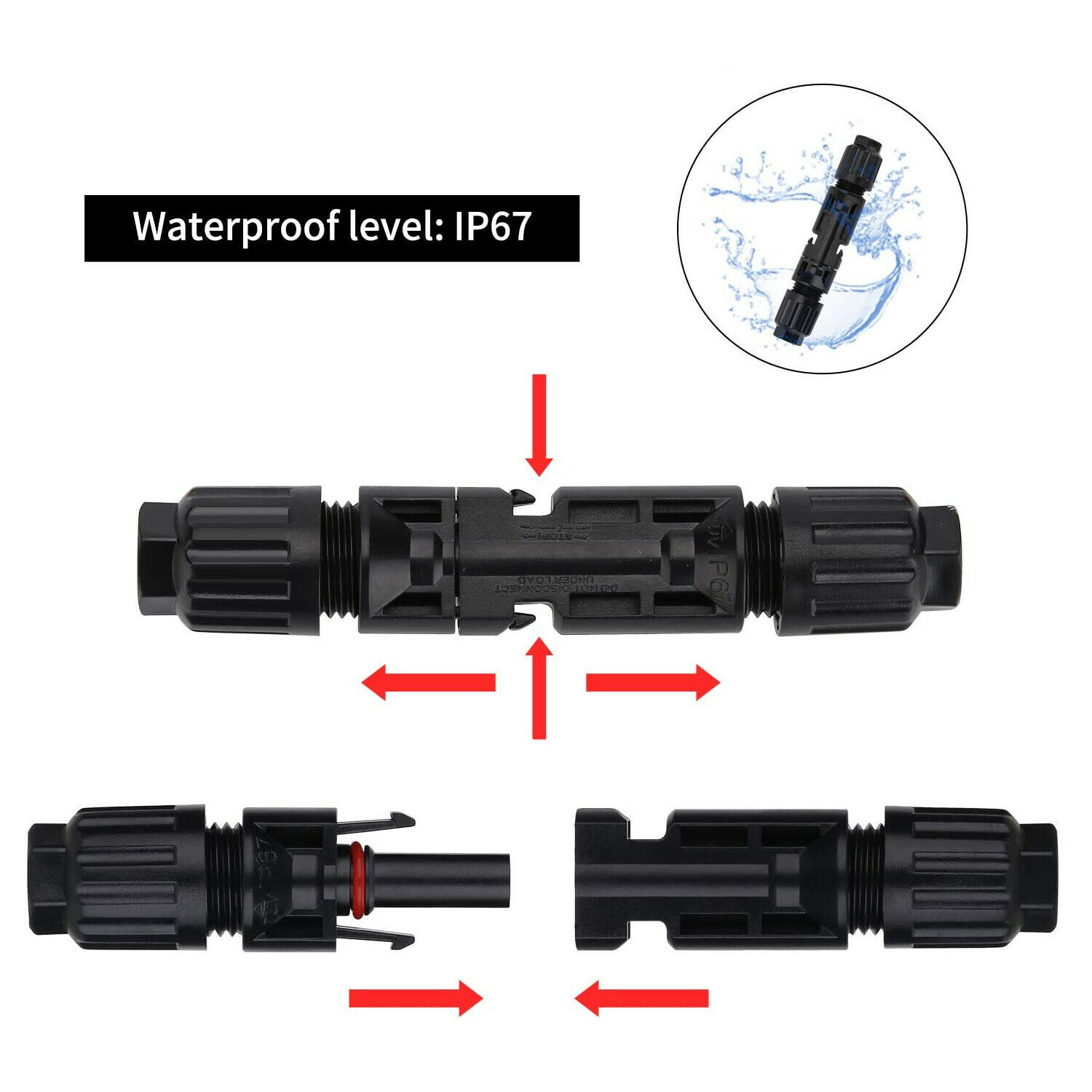 20PCS Solar Pannel Cable Connector Waterproof Male Female Wire Joiners 4mm-6mm
