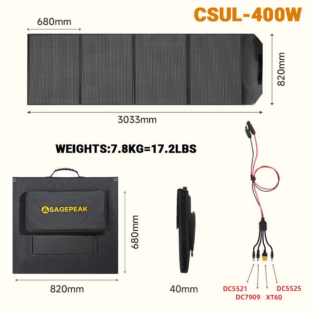 500W 200W 300W 400W Foldable Portable Solar Panel for Power Station Outdoor Camp