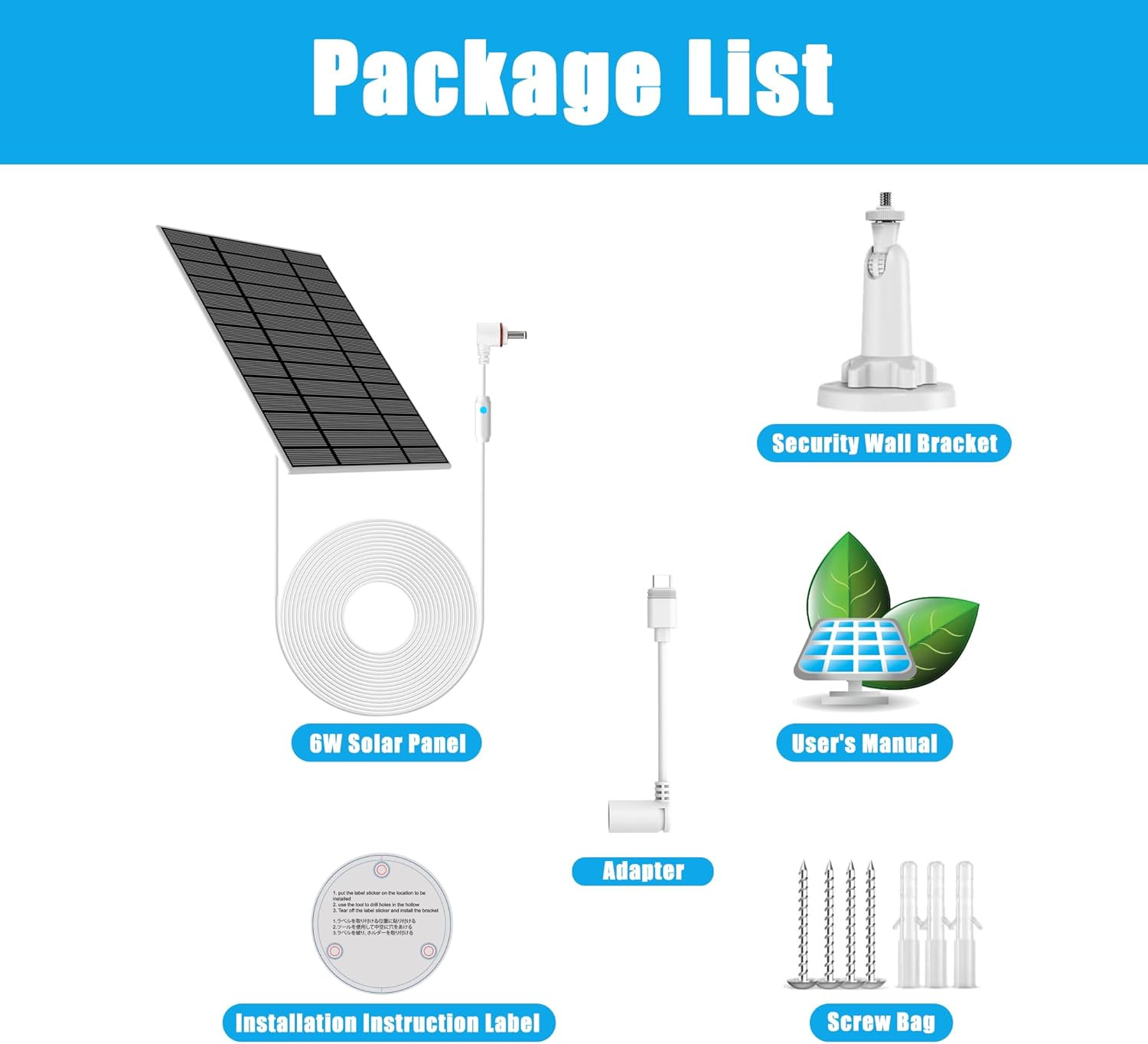 6W Solar Panel Compatible with Ring Spotlight Cam Plus/Pro and Stick up Cam Batt