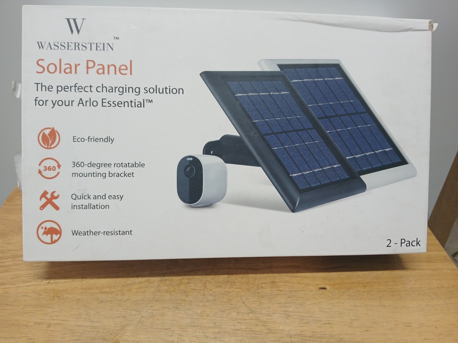 Solar Power Panel for Arlo Essential Camera Weatherproof Outdoor 2 Pack – Black