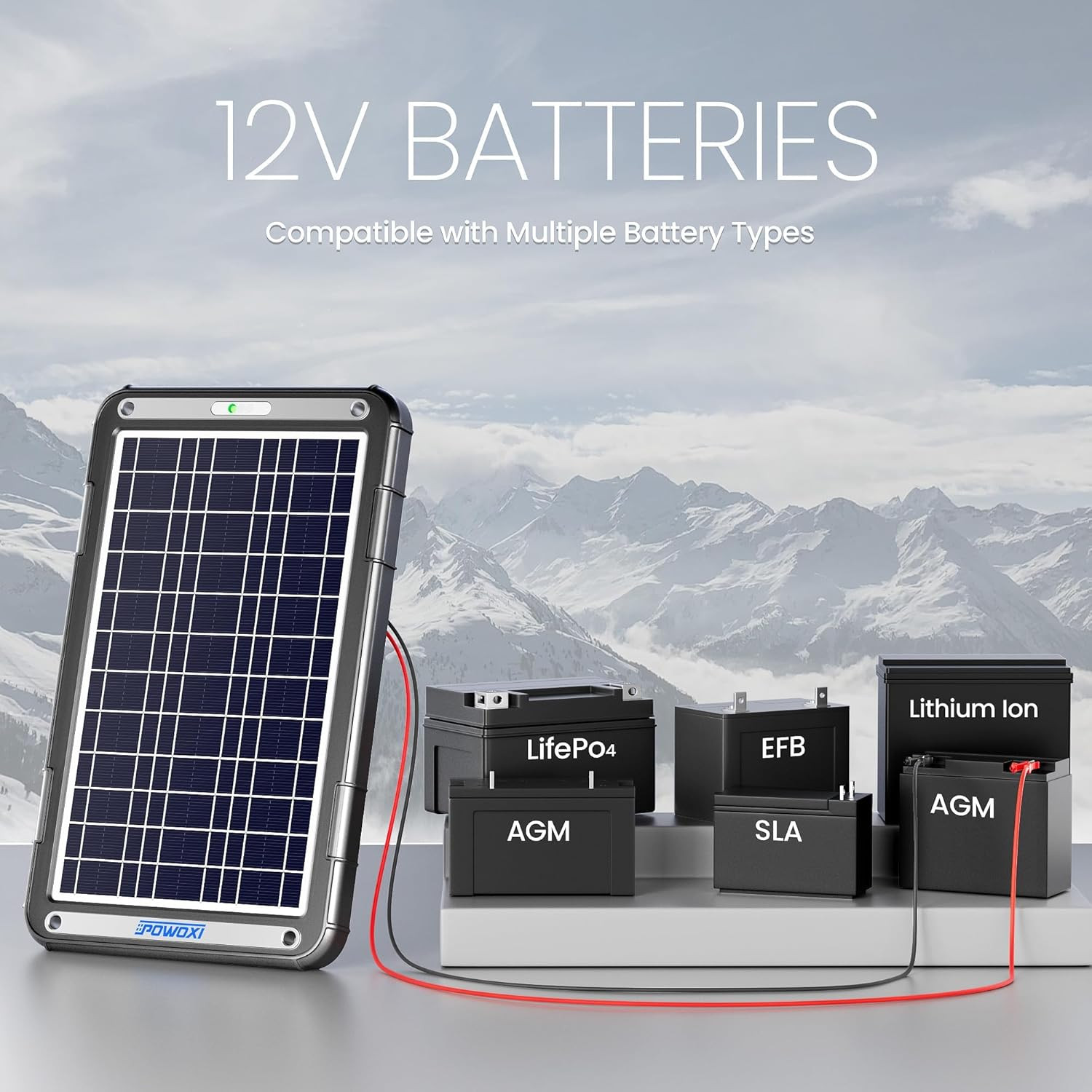 12V Solar Car Battery Charger: 12W Solar Trickle Charger Maintainer with MPPT Co