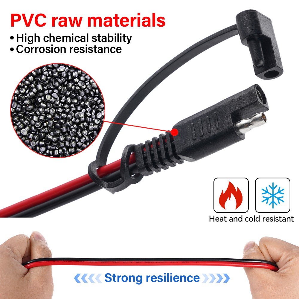 15ft SAE To SAE Battery Cable Tender Terminal Connector 14AWG Extension Cord USA
