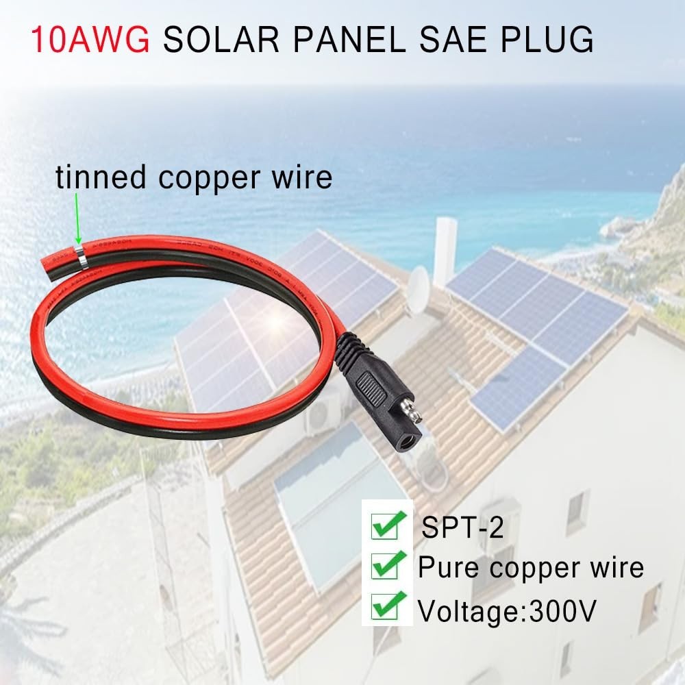 10AWG SAE Connector, Solar Panel Extension Cable with 1FT Quick Connector for…