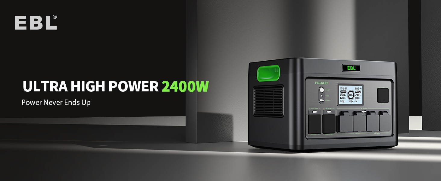Portable Power Station 2400W 1843.2Wh Solar Generator Camping RV LiFePO4 Battery