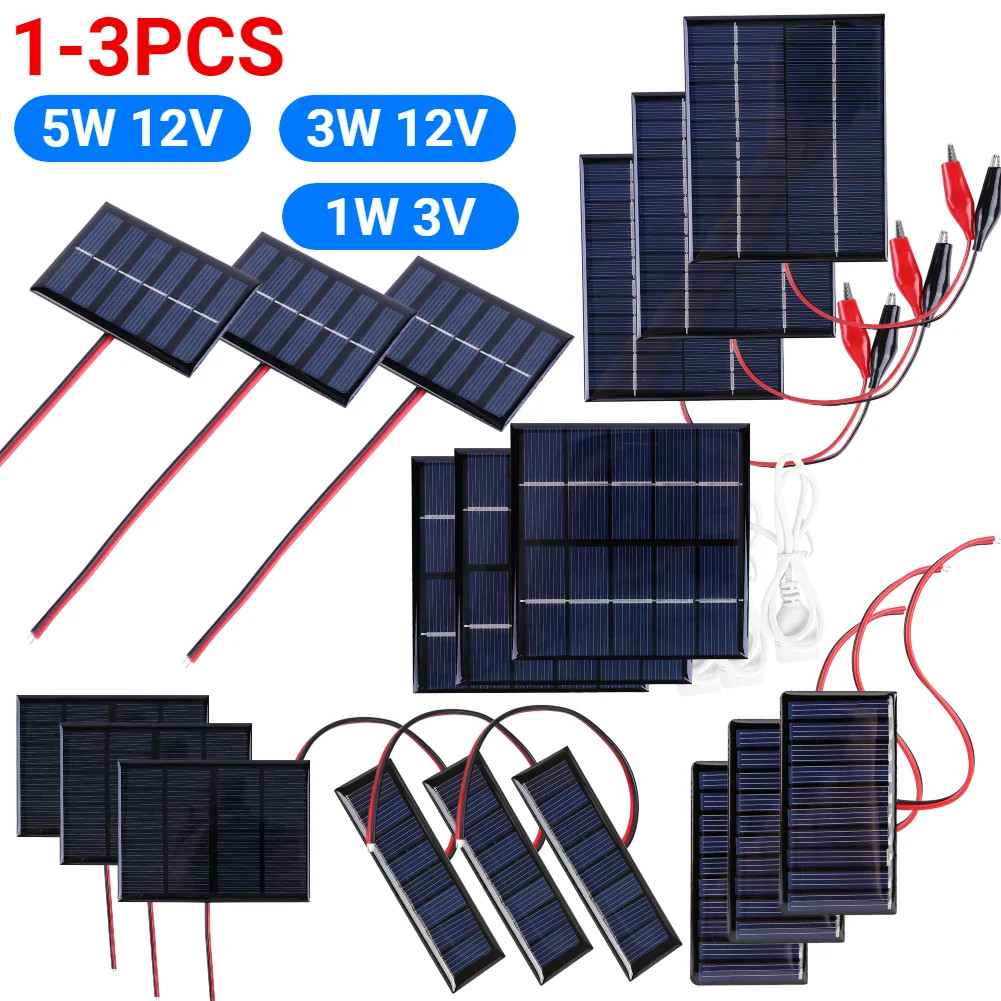 5W 5V/12V 1W 3V Mini Solar Panel Polysilicon Solar Epoxy Panel Module Light Cell