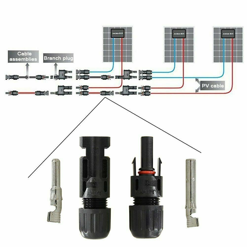 20Pcs Solar Cable Connectors 4mm-6mm 30Amp Waterproof Solar Panel Wire Joiners