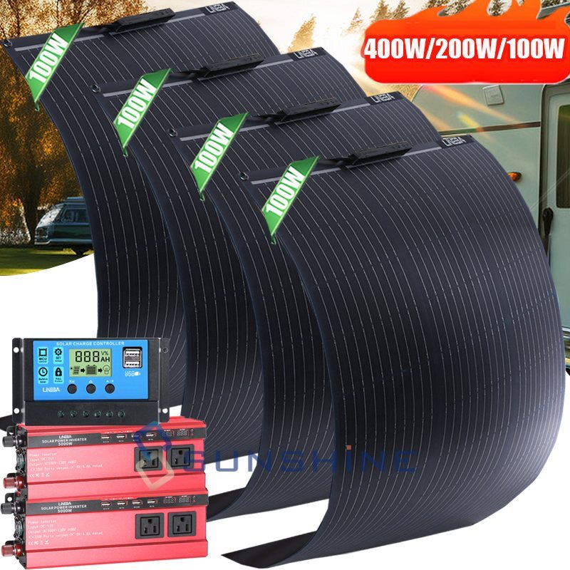 4000W Complete Solar Power Generator 400W Solar Panel Kit Home 110V Grid System