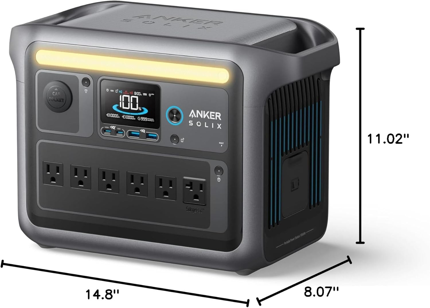 SOLIX C1000 Portable Power Station, 1800W (Peak 2400W) Solar Generator, Full Cha