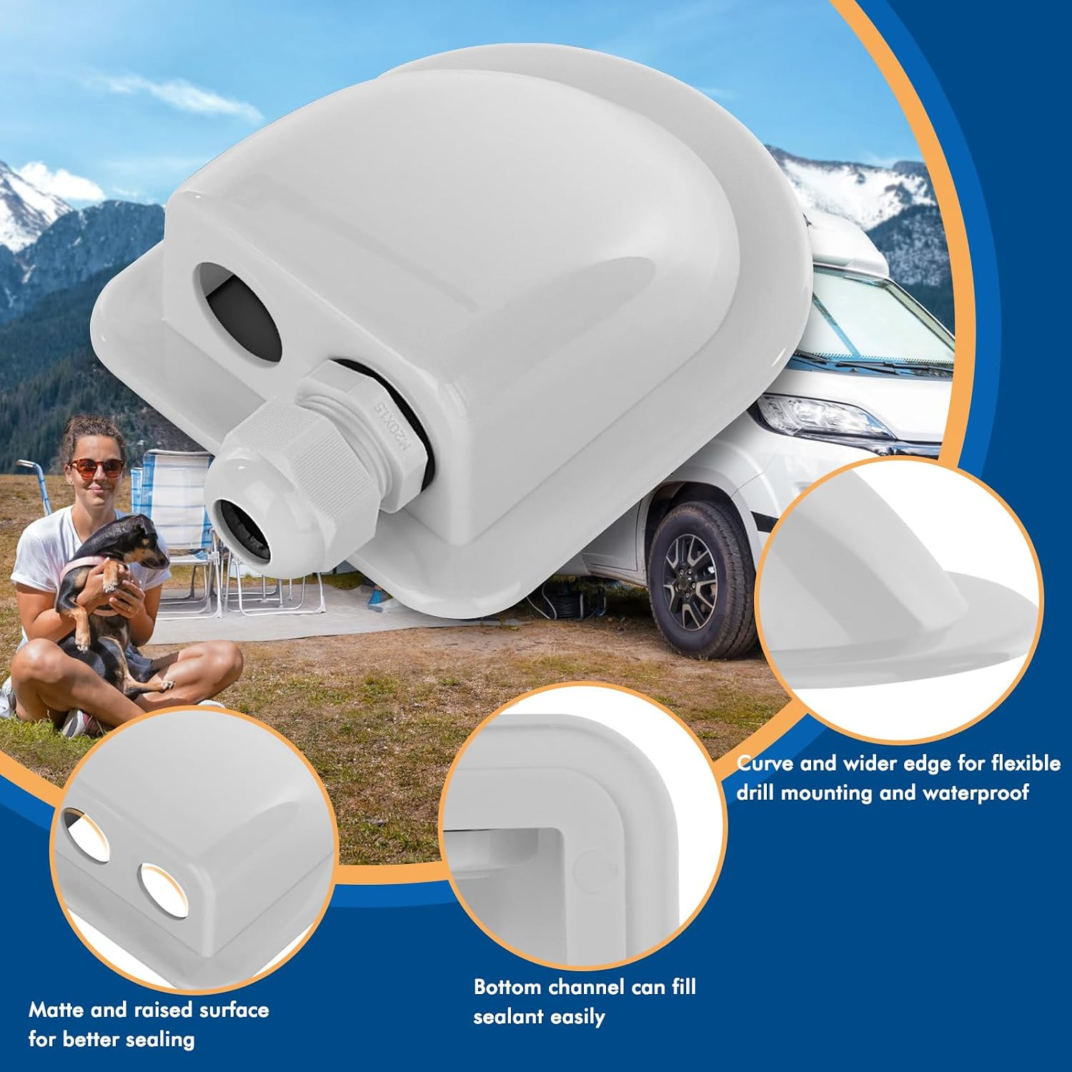 2 Pack of IP68 Waterproof Solar Cable Entry Gland by , Weather Resistant