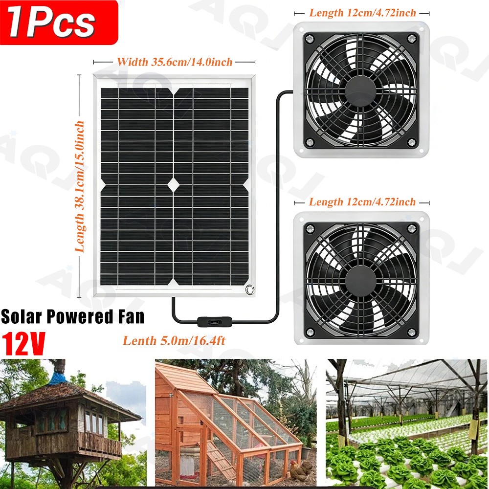30W Solar Panel Exhaust Fan Kit for Chicken Coops Greenhouses Sheds Pet Houses
