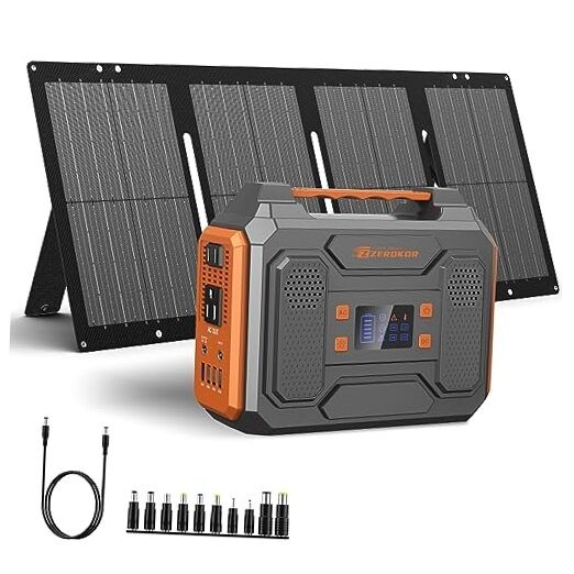 Portable Solar Generator, 300W Portable Power Station with Black Orange