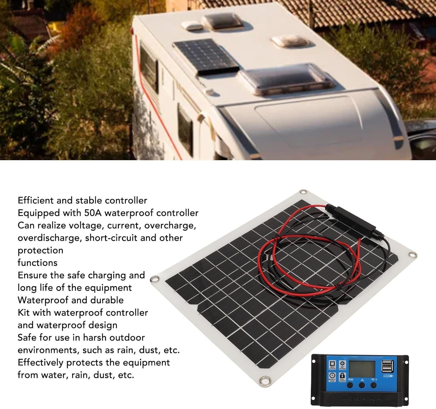300W Solar Panel Kit DC 12V 24V 50A High Efficiency Solar Charger Waterproof…