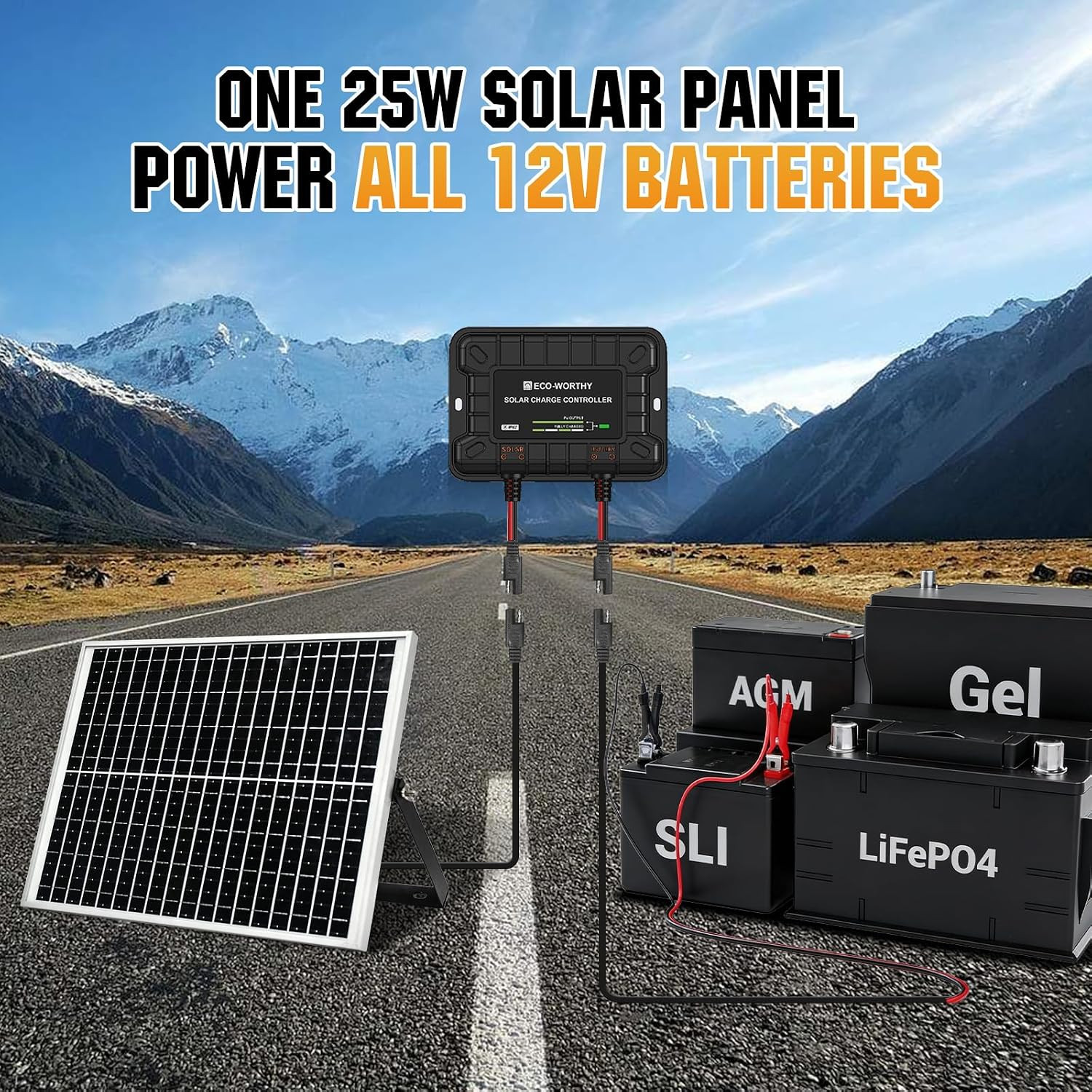 Solar Panel Kit 25W 12V Solar Battery Charger Trickle Maintainer, 25W Solar Pane