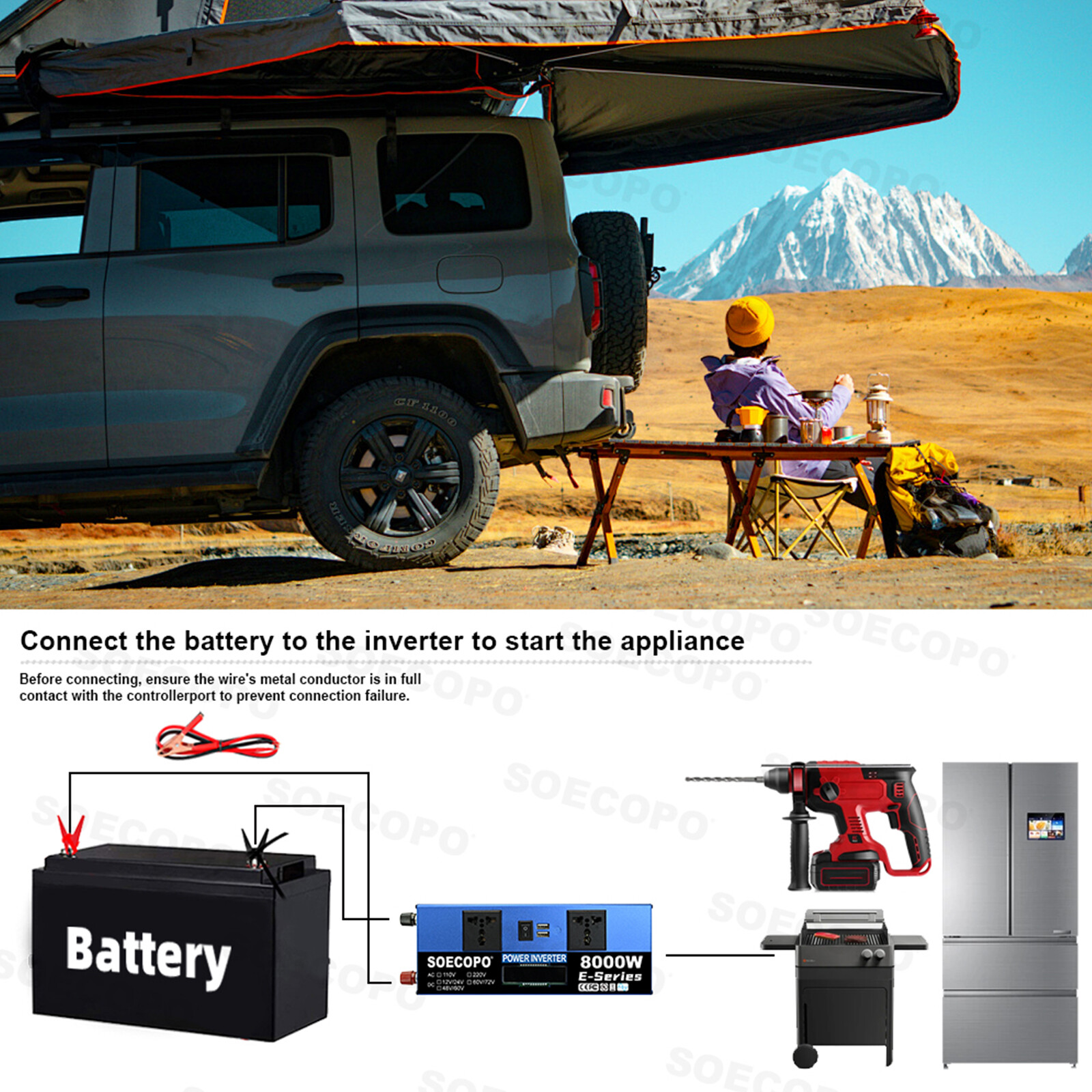 8000W Off-Grid Solar System Complete Kit Dual12V/24V To 110V/220V Inverter