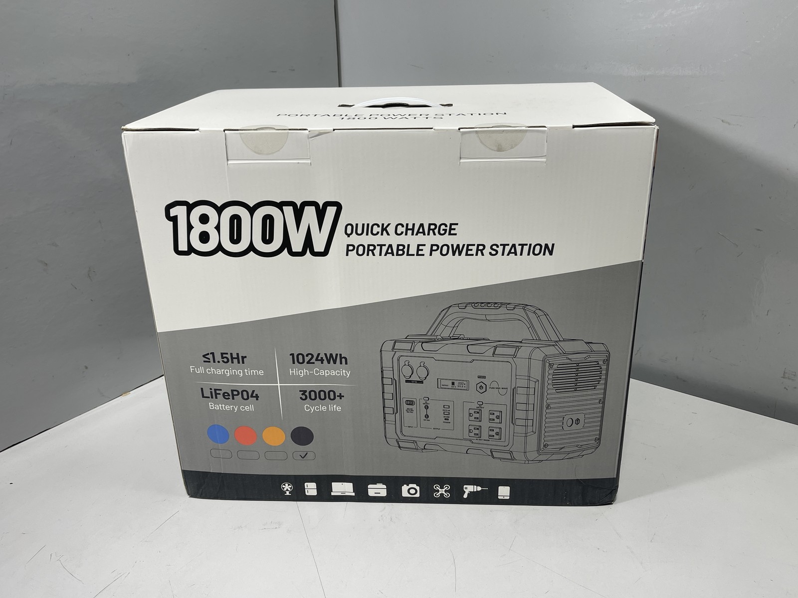 Portable Power Station 1800W/3600W Surge 1024Wh LiFePO4 Solar Generator – Black