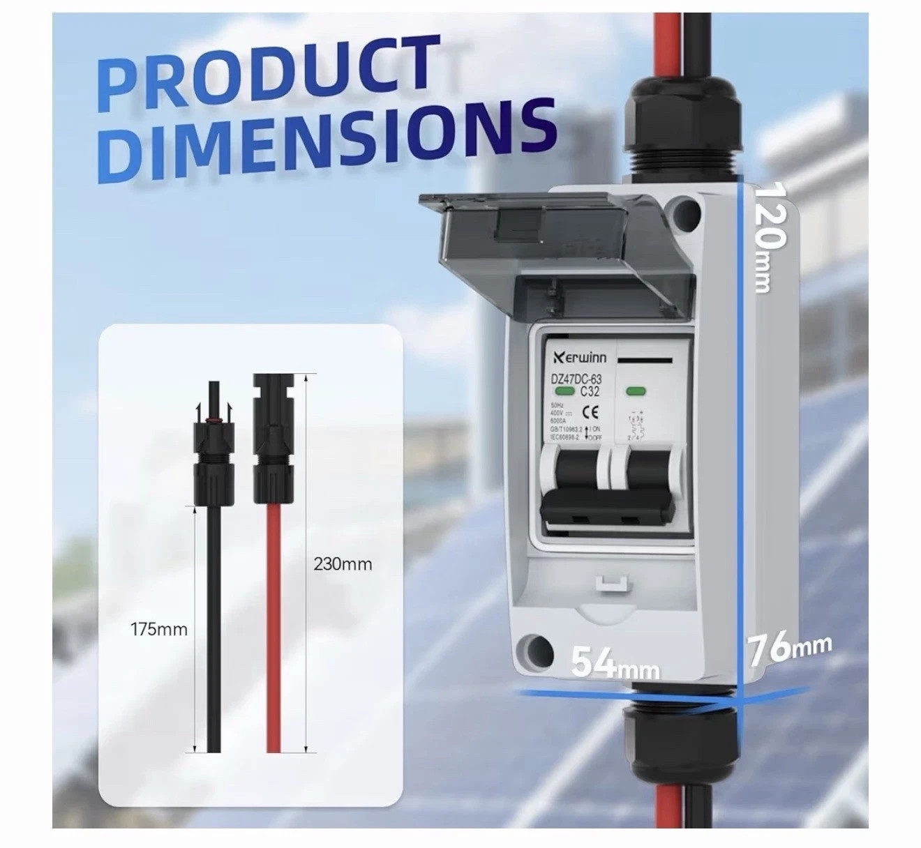Kerwinn Solar Panel Disconnect Switch 400v 30A Waterproof Circuit Breaker