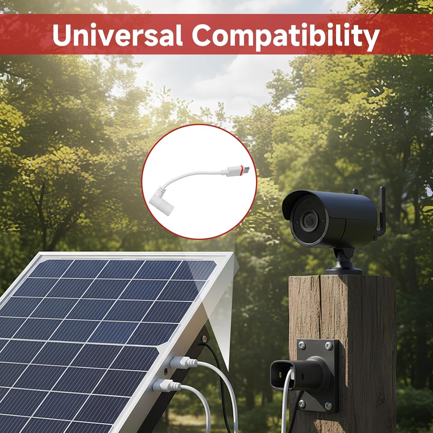 Barrel Adapter, USB-C Adapter Replacement Compatible with Ring Super Solar Panel