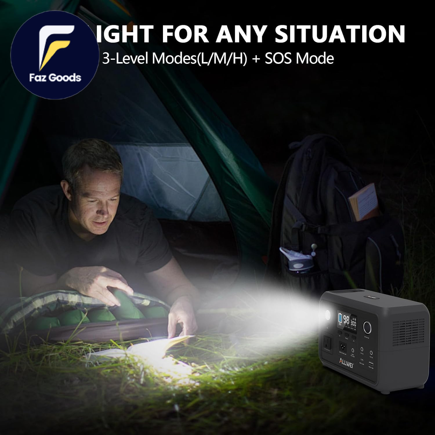 Portable Power Station 300W Peak 600W Upgraded 256Wh Lifepo4 Battery