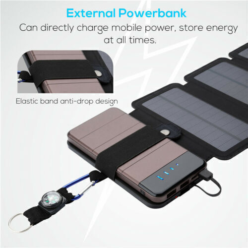 100W Solar Panel Folding PV Power Bank Outdoor Camping Hiking USB Phone Charger