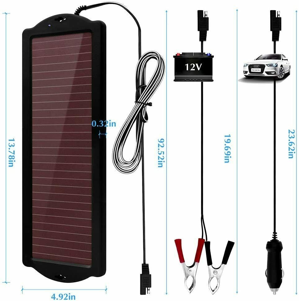 2.5W Solar Panel 12V Trickle Charger Battery Charger Kit Maintainer Boat Car RV