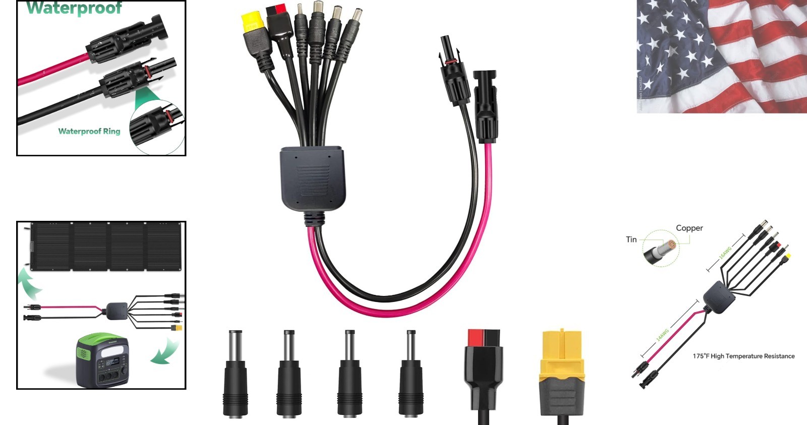6-in-1 Solar Connector Kit with Female and Male Connectors, Universal Solar A…