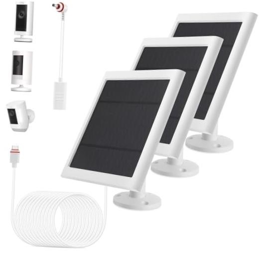 Solar Panel Outdoor for Ring Cameras () Spotlight Cam Plus/Pro Stick White 3P