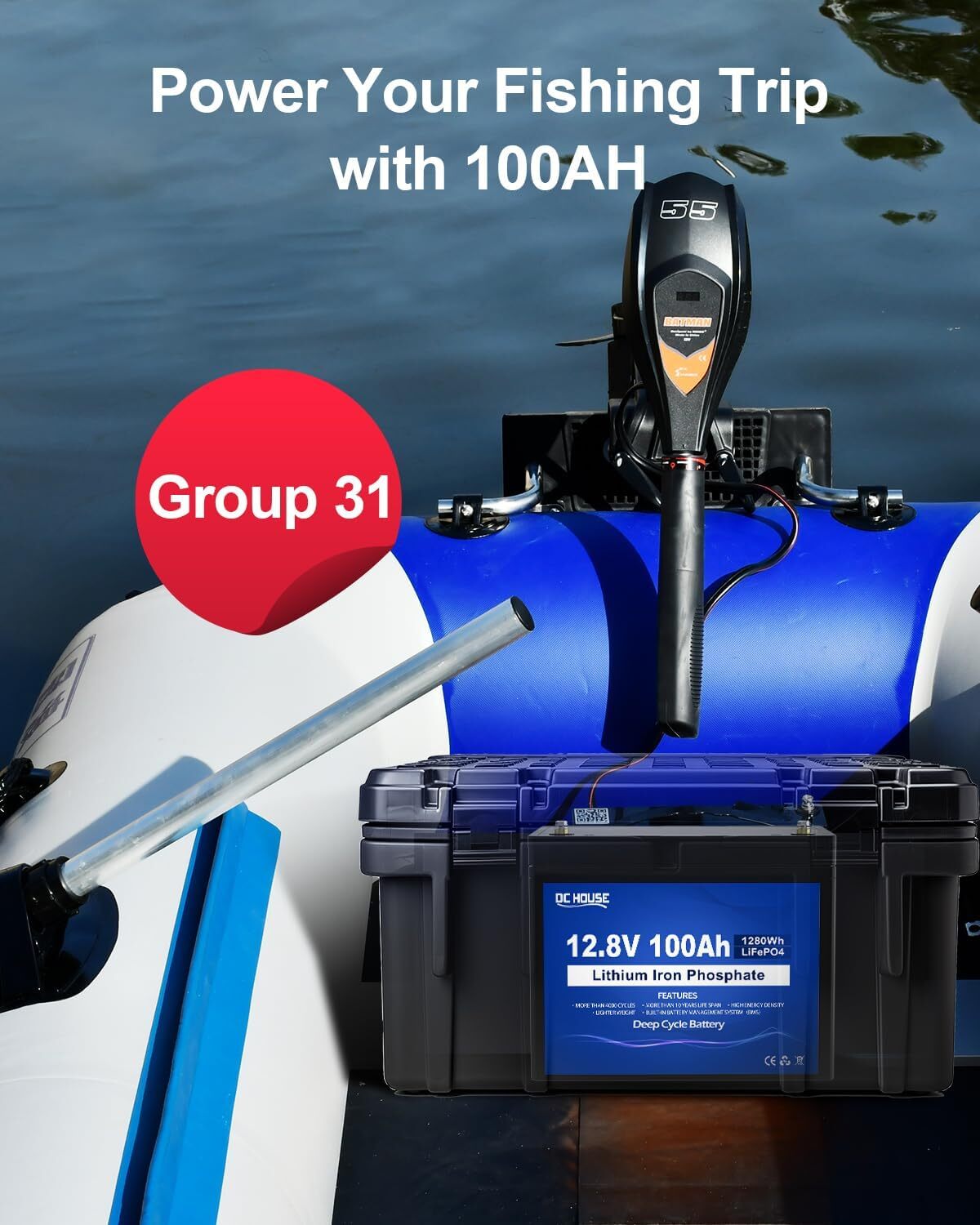 12V 100Ah LiFePO4 Lithium Battery BMS Deep Cycle for RV Marine(Slightly Used)