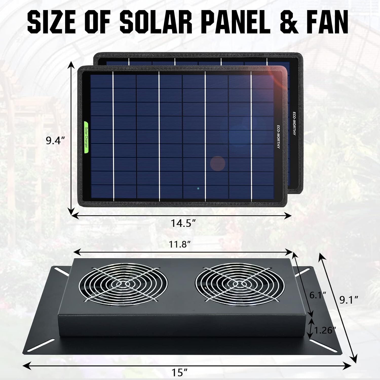 Solar Waterproof Solar Powered Fan Kit, 20W Solar Panel 2 Pcs High Speed DC Brus