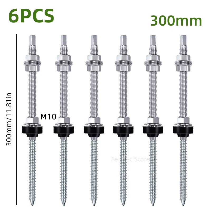 Solar Hanger Bolts Solar Panel Roof Mounting Screws 4/6Pcs M10 Solar Accessories