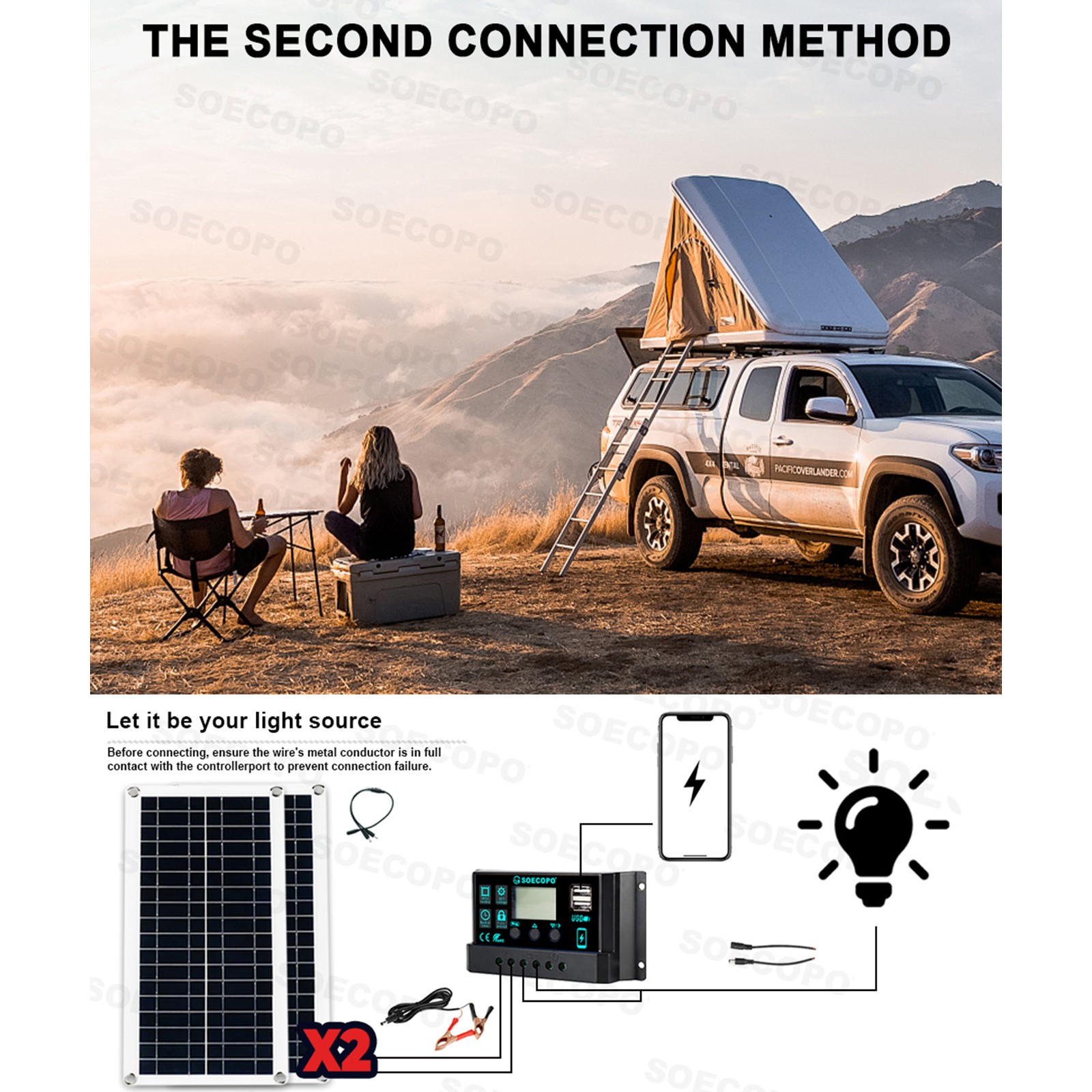 8000W Solar Power Kit Inverter, 2pcs 200W Solar Panels & 100A Controller