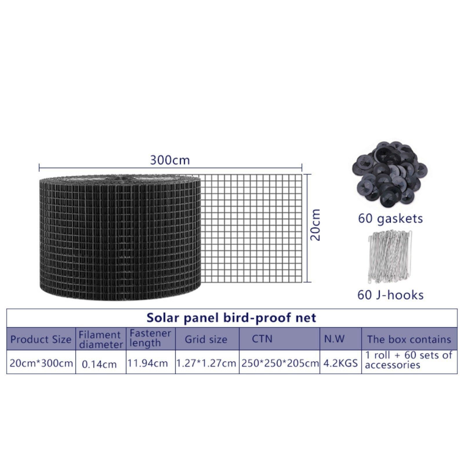Solar Panel Bird Net Heavy Duty 98.4ftx7.8” for Outdoor Conduits Rooftop