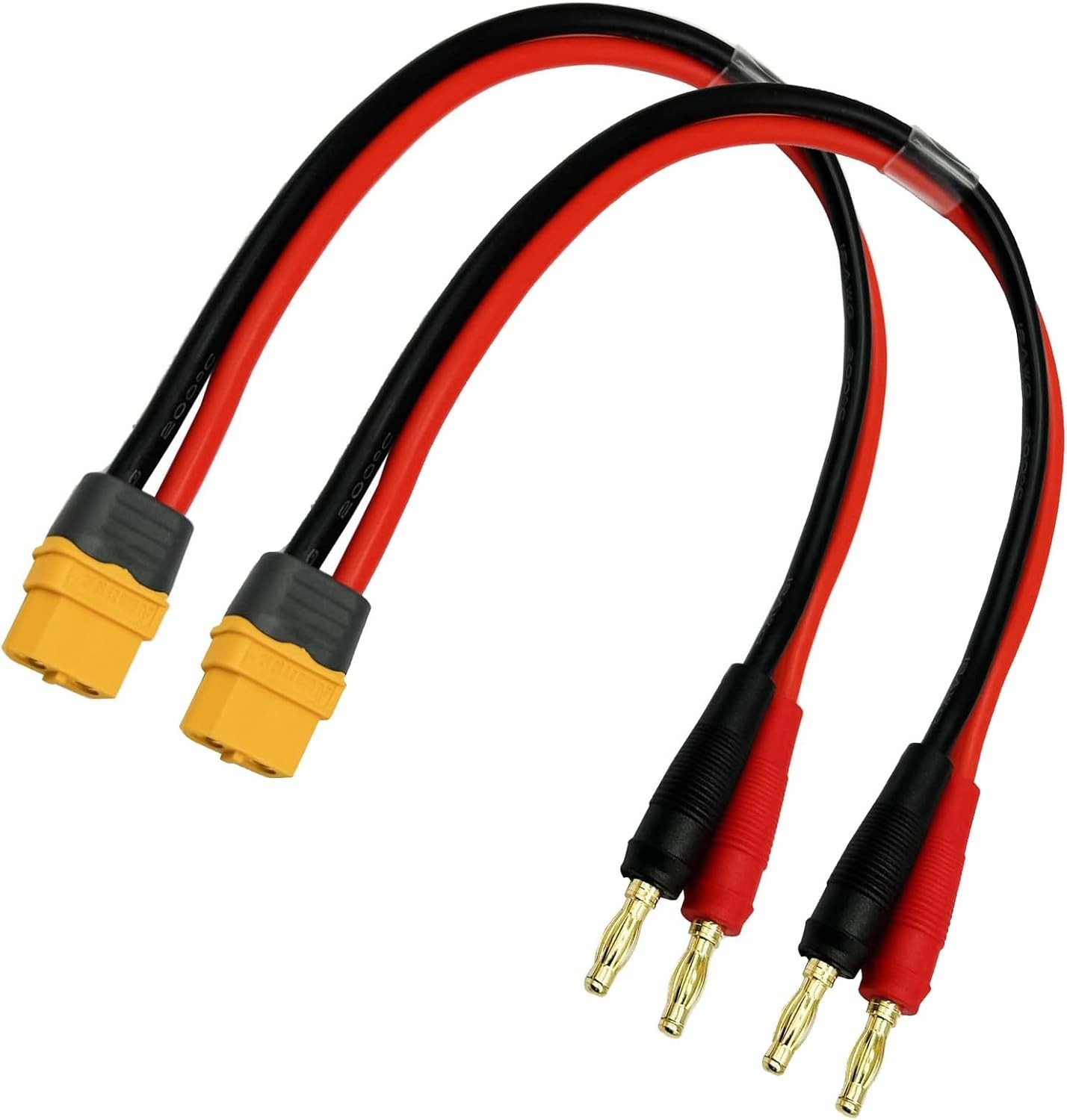 Heat Resistant 30cm XT60H to Banana Plug Cables for Reliable RC Charging