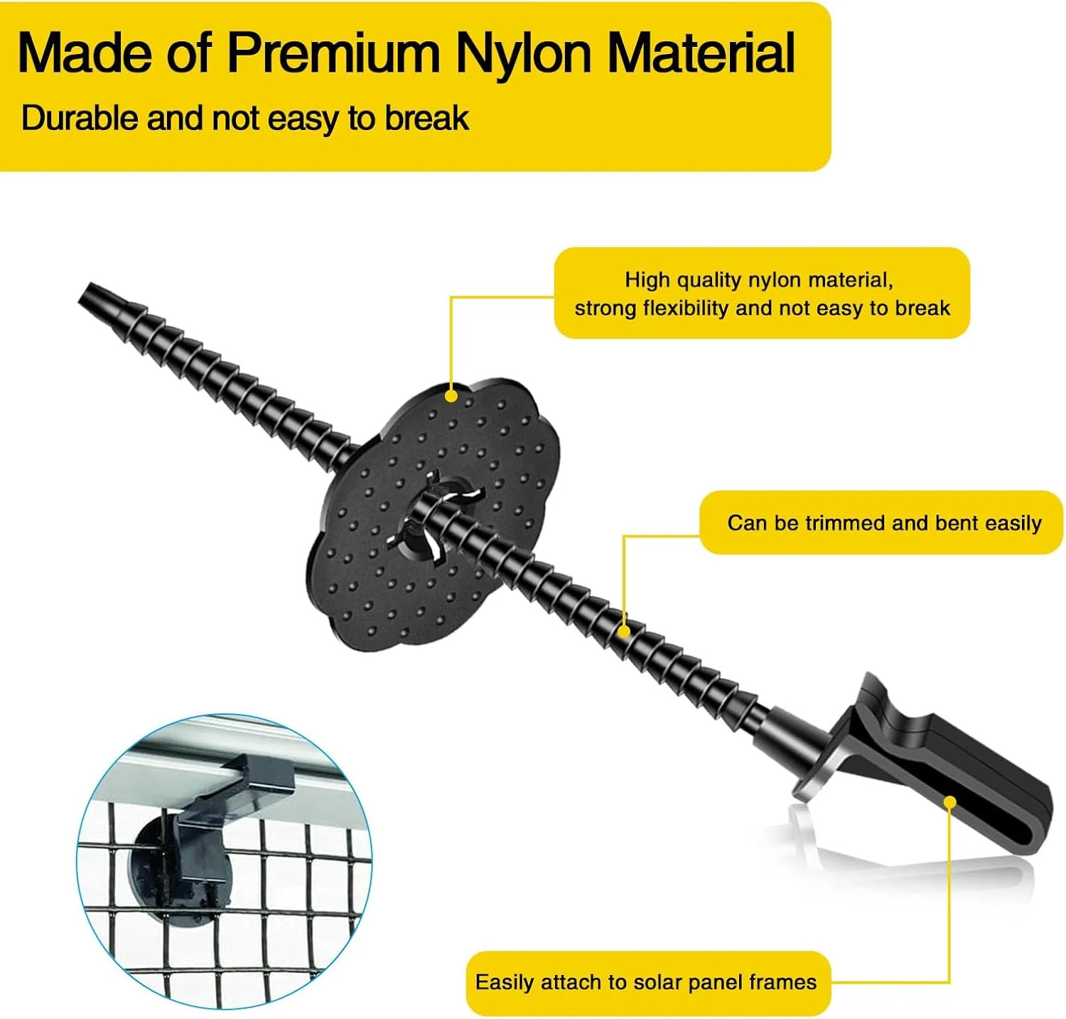 100 Sets Nylon Fasteners Clips for Solar Panel Bird Guard,Critter Guard Clips fo